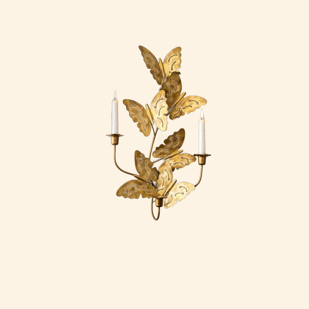 Vintage Brass Butterfly Wall Sconce