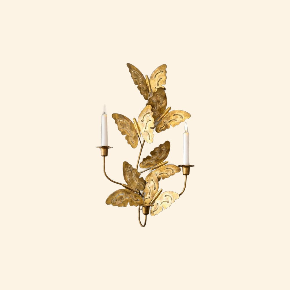 Vintage Brass Butterfly Wall Sconce