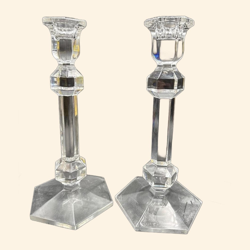 Vintage Val St Lambert Candlesticks (Pair)