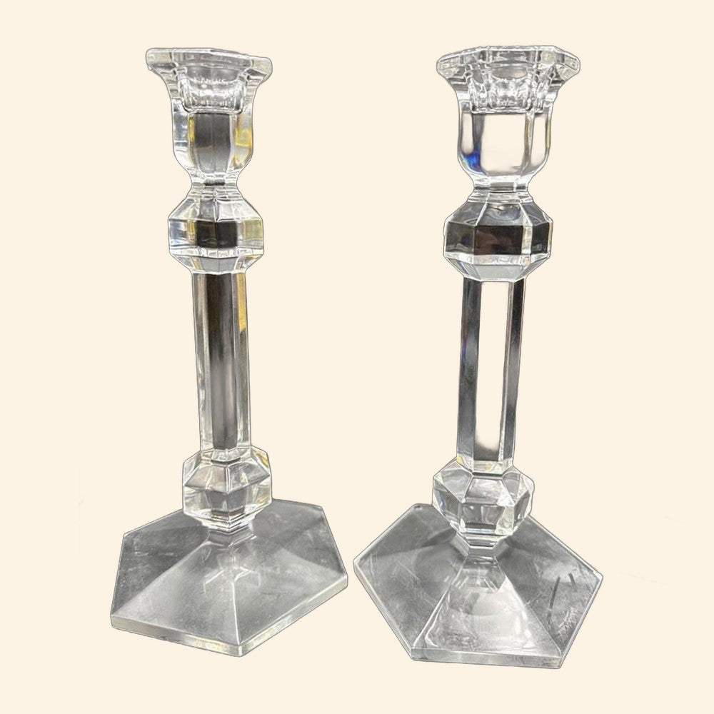 Vintage Val St Lambert Candlesticks (Pair)