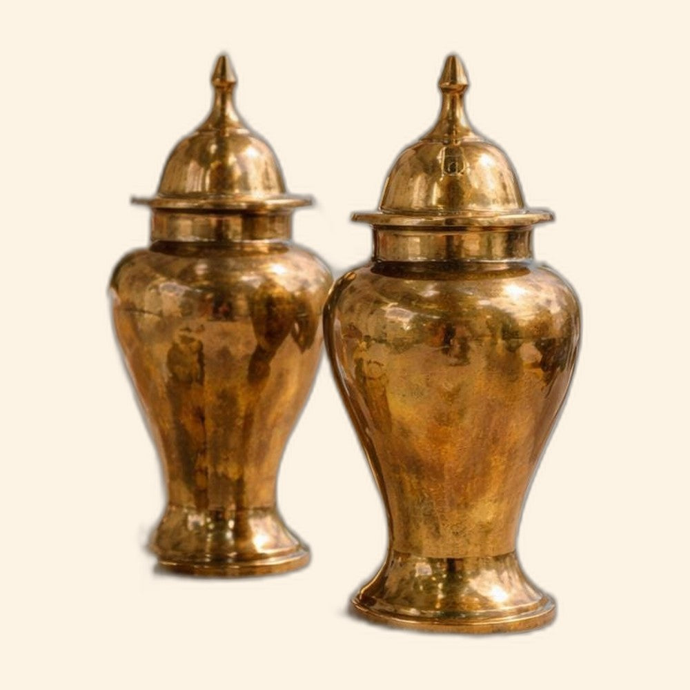 Vintage Brass Ginger Jars (Pair)