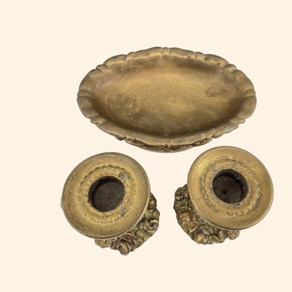 Antique Syroco Mantle Set