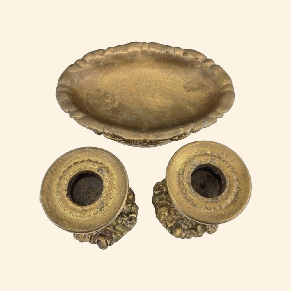 Antique Syroco Mantle Set