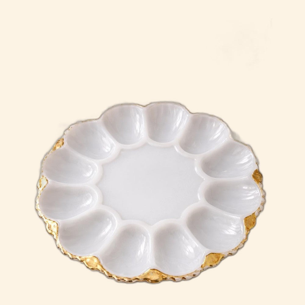 Vintage Pressed Glass Deviled Egg Plate
