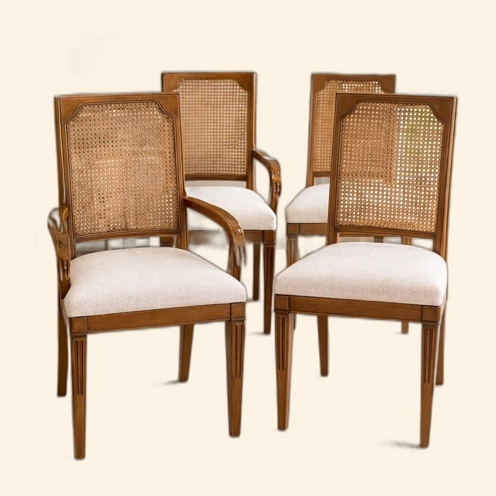 Vintage Cane Back Dining Chairs (Set of 4)
