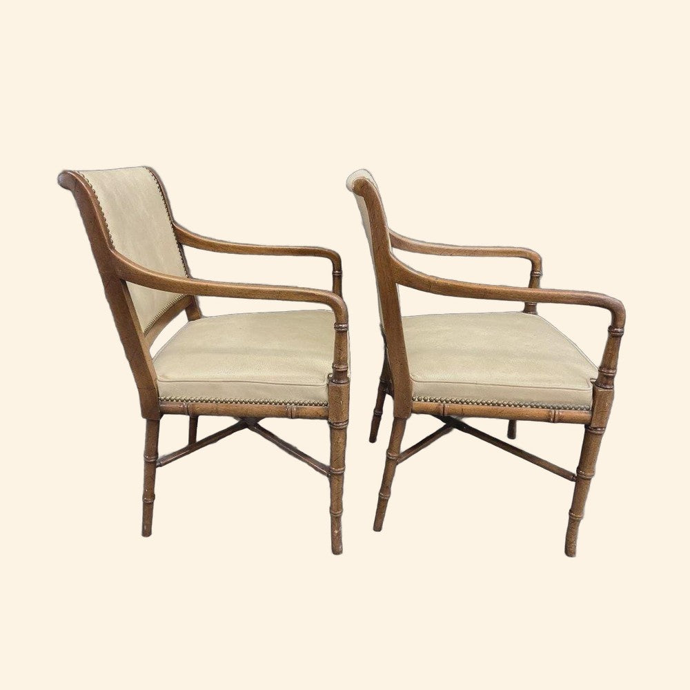 Hickory Chair Campaign Armchairs (Pair)