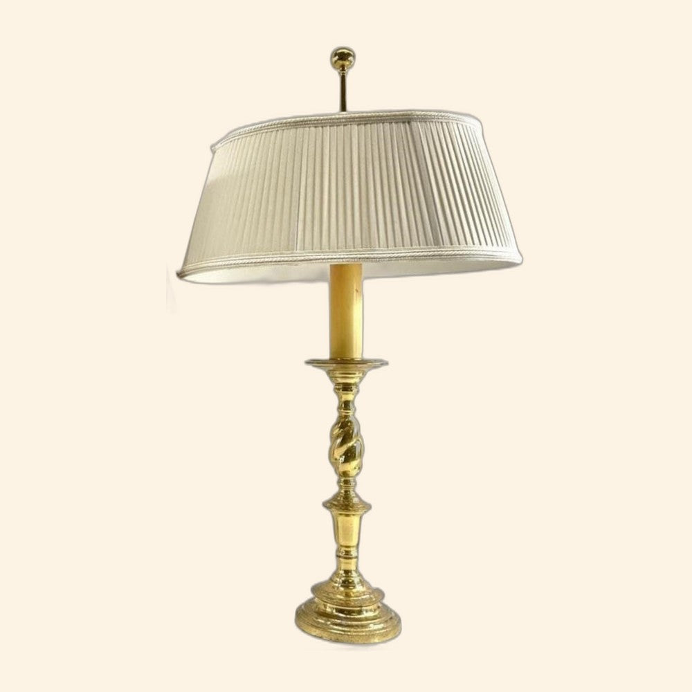 Vintage Solid Brass Candlestick Lamp