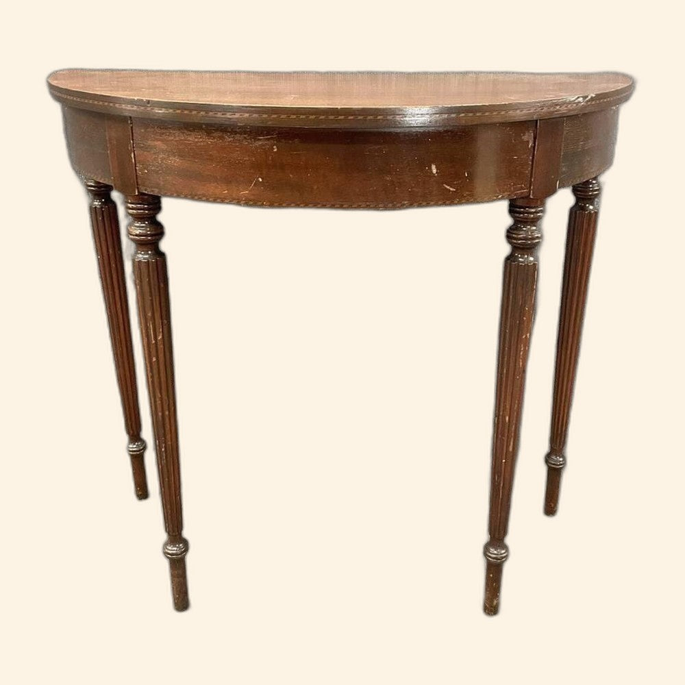 Antique Sheraton Demilune Console Table