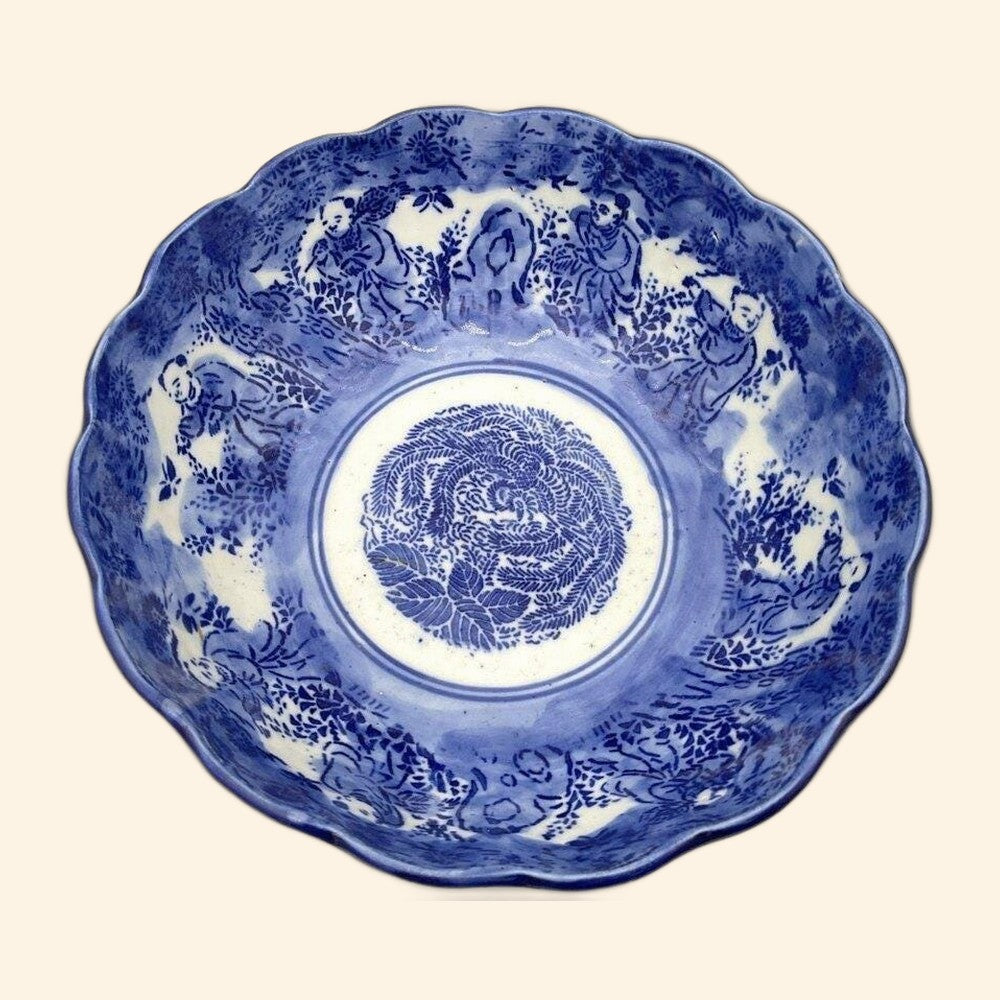 Antique Japanese Blue and White Porcelain Bowl