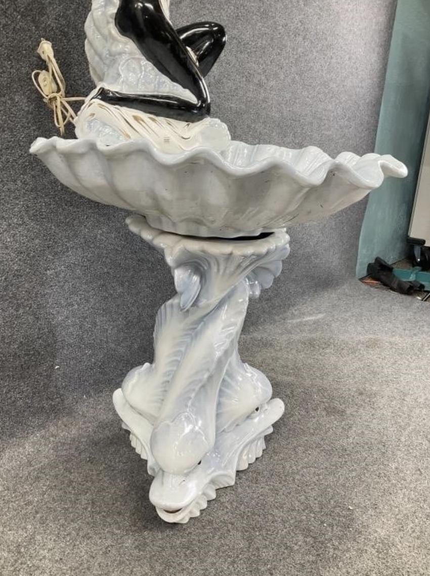 Vintage Italian Porcelain Figural Floor Lamp – Capodimonte Style – Fountain Form – 47” Tall – Sculptural Lighting
