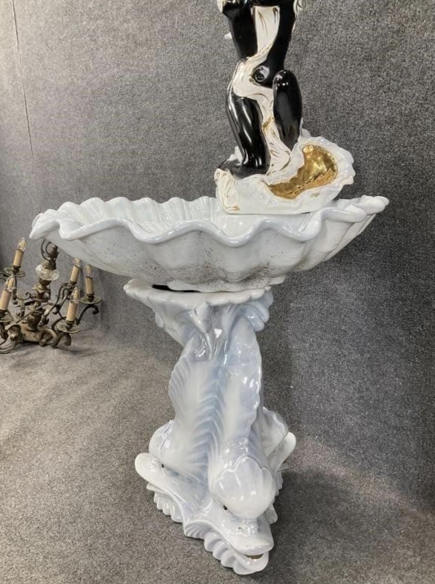 Vintage Italian Porcelain Figural Floor Lamp – Capodimonte Style – Fountain Form – 47” Tall – Sculptural Lighting