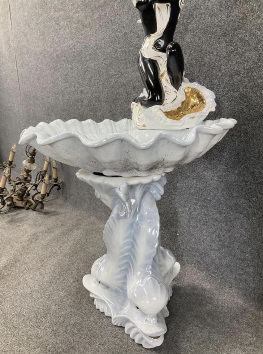 Vintage Italian Porcelain Figural Floor Lamp – Capodimonte Style – Fountain Form – 47” Tall – Sculptural Lighting