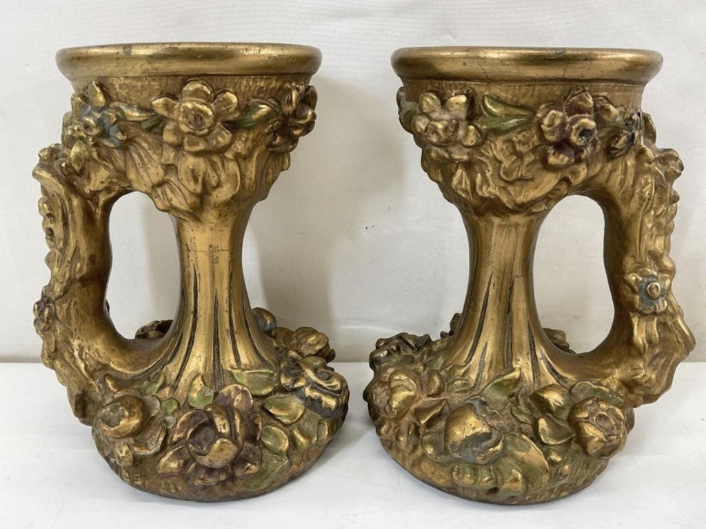Antique Gilt Syroco Mantle Set – Rococo Bowl & Candle Holders