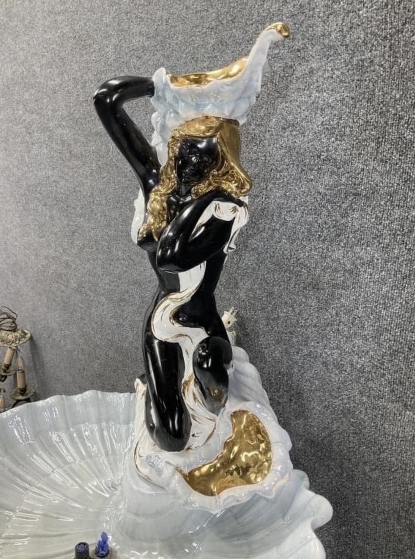 Vintage Italian Porcelain Figural Floor Lamp – Capodimonte Style – Fountain Form – 47” Tall – Sculptural Lighting