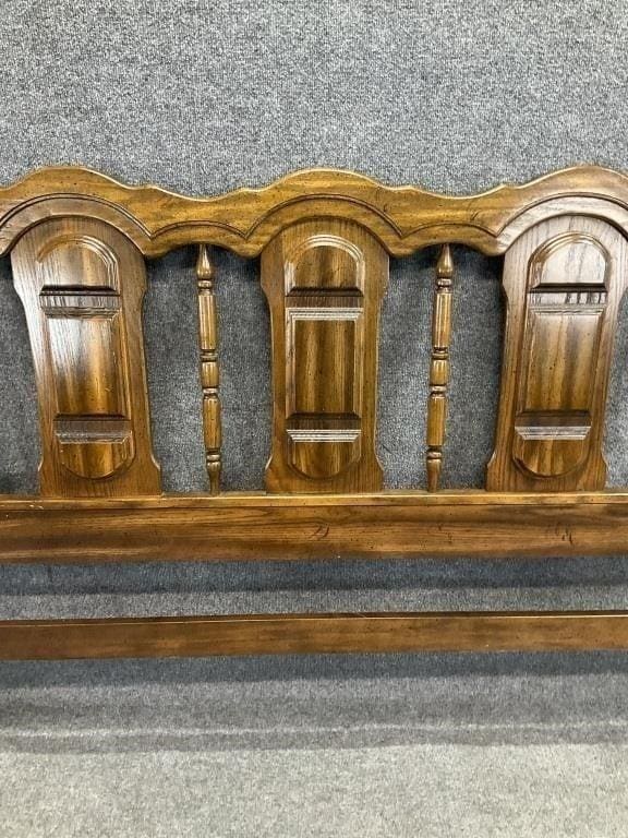 Vintage American Drew King Headboard | Solid Wood Colonial Bedroom Furniture