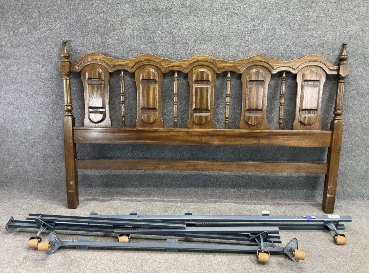 Vintage American Drew King Headboard | Solid Wood Colonial Bedroom Furniture