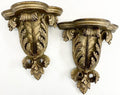 Victorian Giltwood Wall Bracket Shelves, Antique Acanthus Corbels, Pair