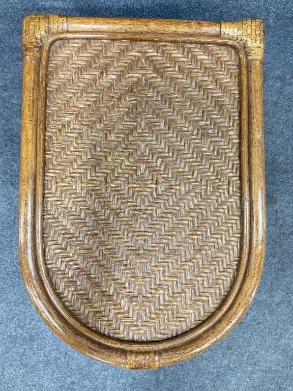 Vintage Rattan Side Table | Two-Tier Woven Shelf Nightstand