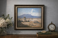 Vintage Framed Western Landscape Print – Mountain Pastoral Scene – Mid Century Wall Art