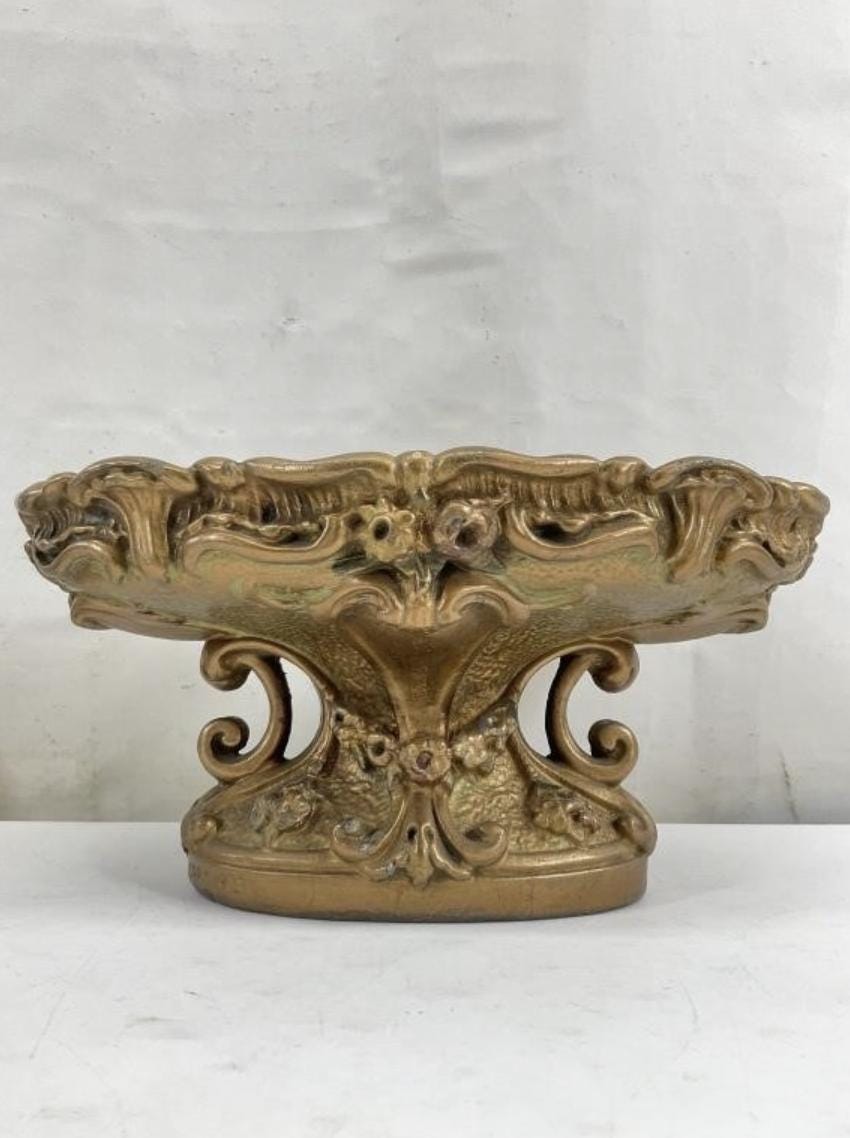 Antique Gilt Syroco Mantle Set – Rococo Bowl & Candle Holders