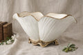 Mid Century Italian Ceramic Bowl | Scalloped Gold Rim Centerpiece
