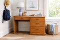 Vintage 1980s Oak Kneehole Desk – Traditional Solid Wood Writing Desk