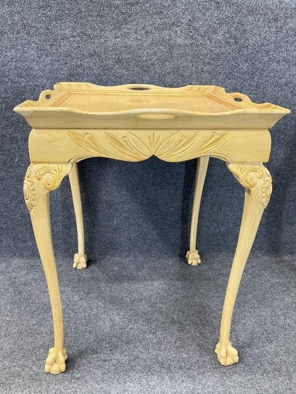 Vintage Mid-Century Italian Rococo Revival Accent Table | Carved Gilt, Claw Feet