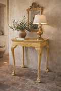 Vintage Mid-Century Italian Rococo Revival Accent Table | Carved Gilt, Claw Feet