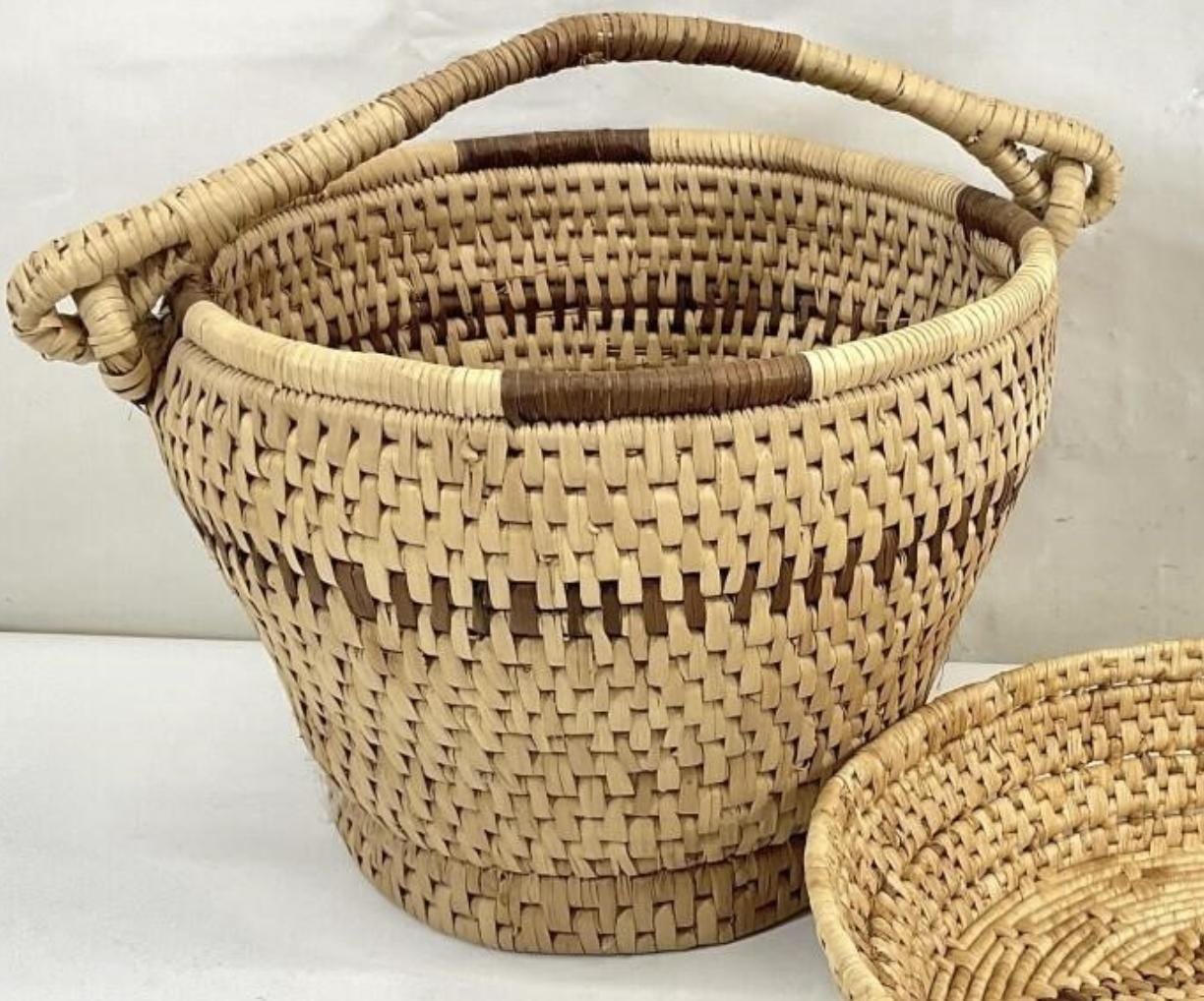 Vintage Southern Coiled Basket Bowl | Handwoven Folk Art Decor