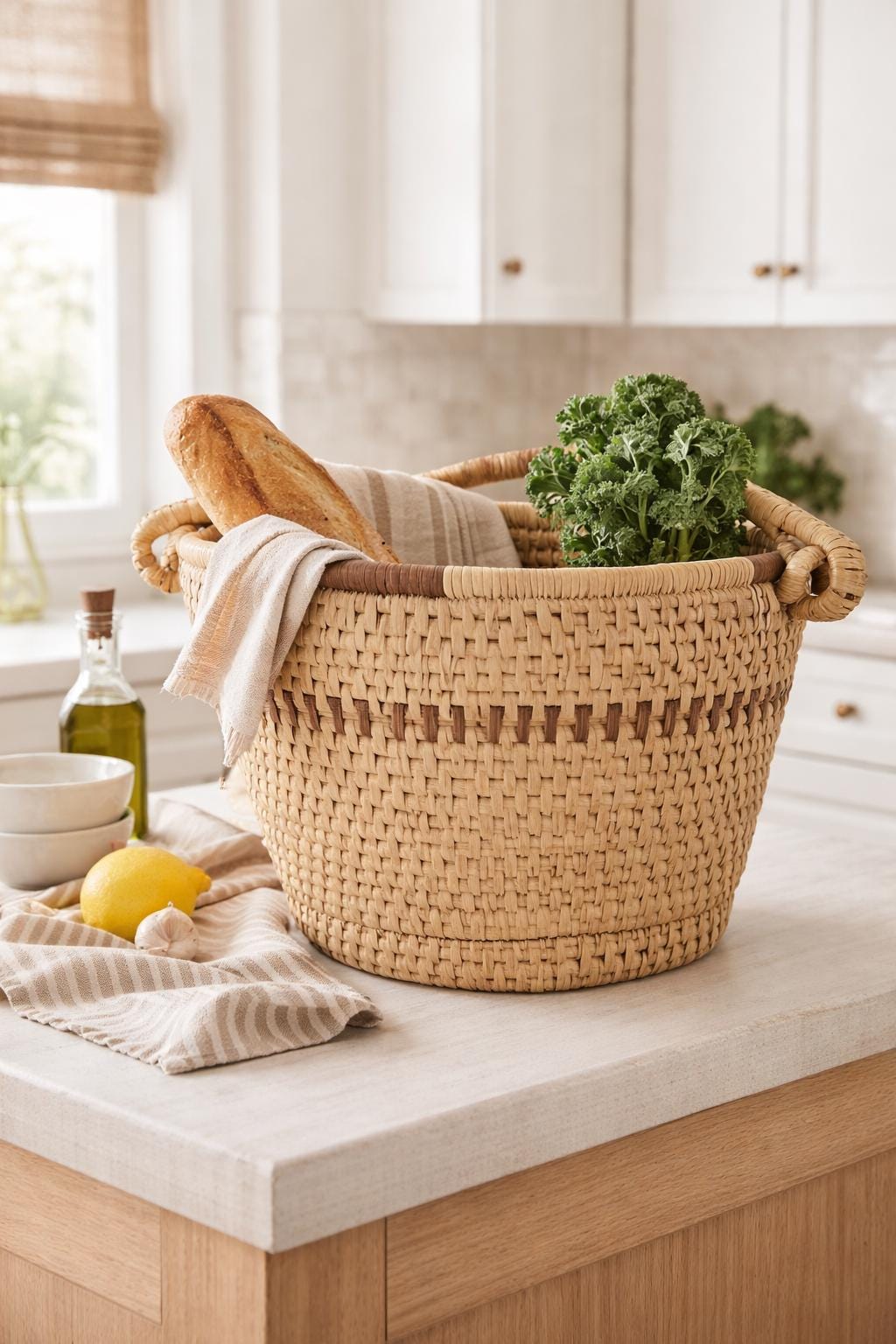 Vintage Southern Coiled Basket Bowl | Handwoven Folk Art Decor