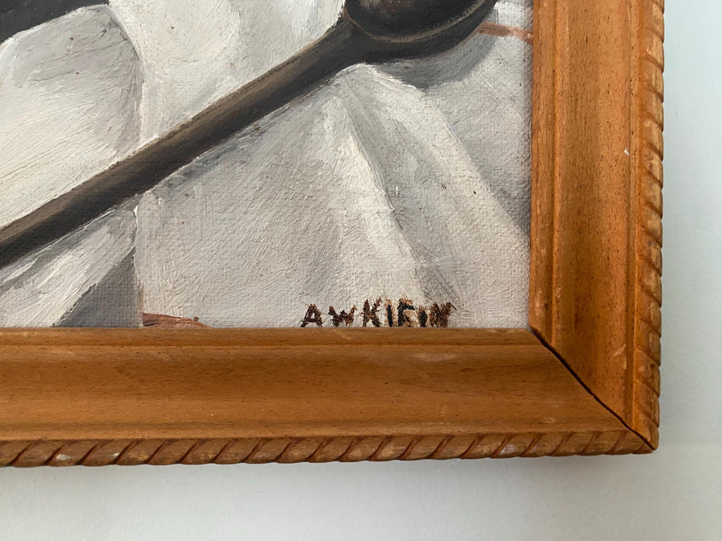 Signed A.W. Klein Still Life Oil Painting, Farmhouse Kitchen Art, Framed