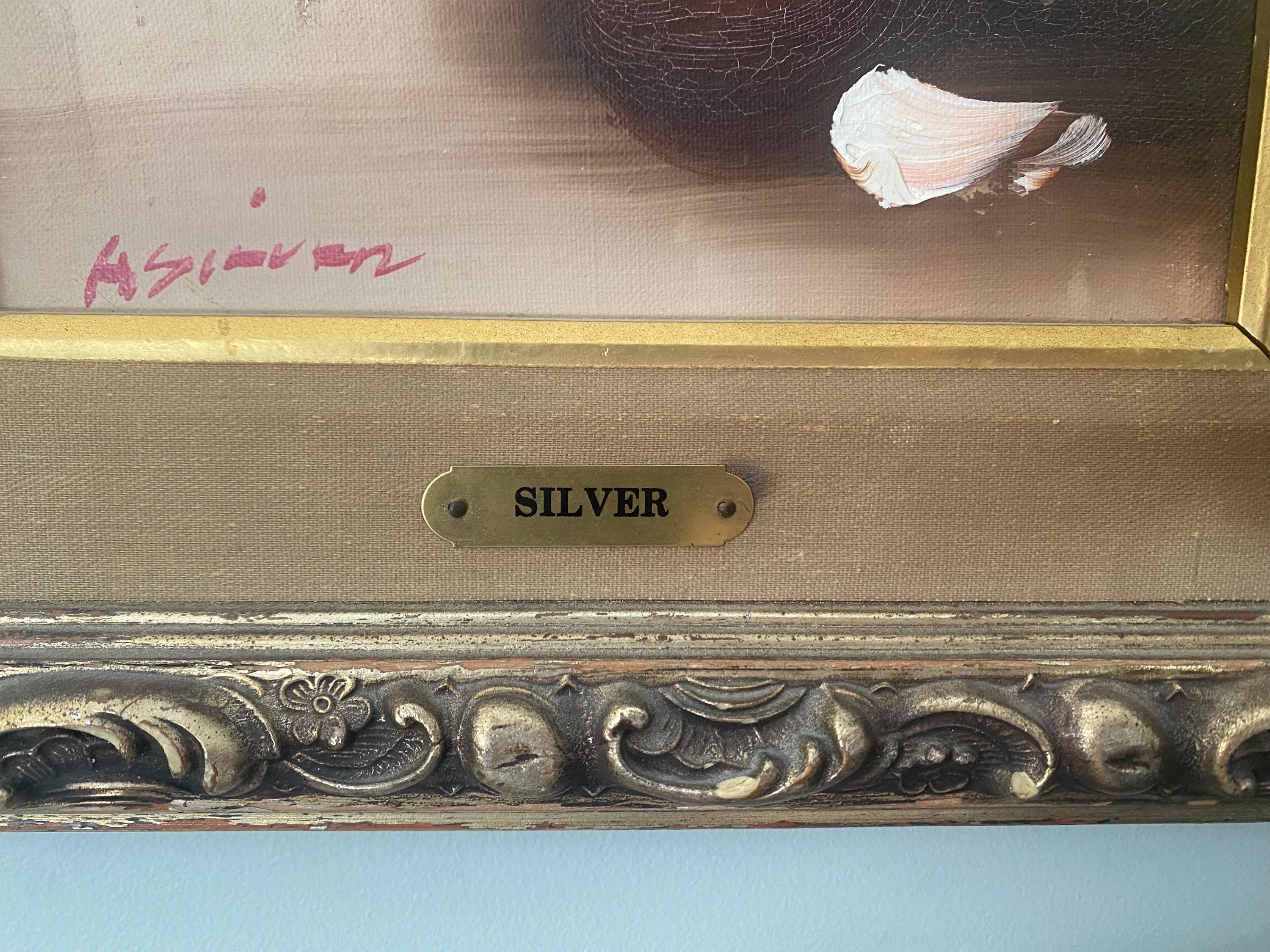 Vintage Floral Oil Painting, Roses Still Life, Ornate Gold Frame, Cottage Wall Art