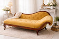 Victorian Tufted Chaise Longue | Hand-Carved Frame, Original Velvet, c. 1870 | Needs Reupholstery