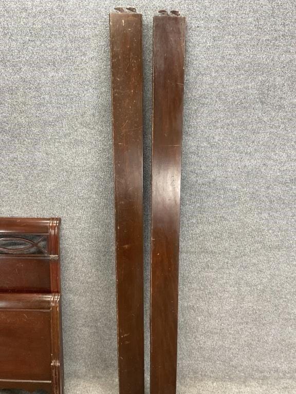 Antique Mahogany Full Size Bed, Art Deco Inlay Headboard, c. 1920-1930