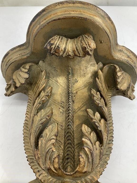 Victorian Giltwood Wall Bracket Shelves, Antique Acanthus Corbels, Pair