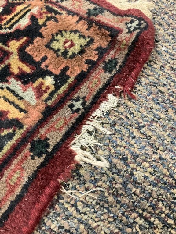1970s Hand-Knotted Wool Runner Rug • Red Oriental Medallion Design
