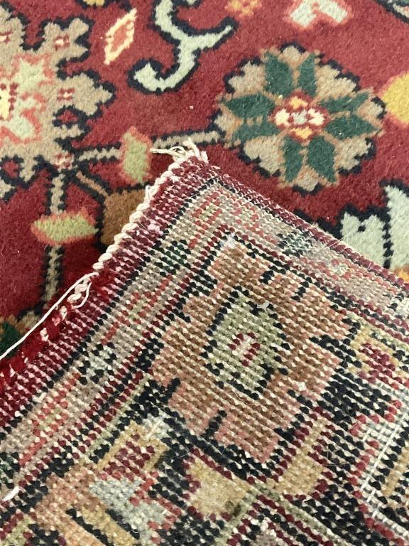 1970s Hand-Knotted Wool Runner Rug • Red Oriental Medallion Design