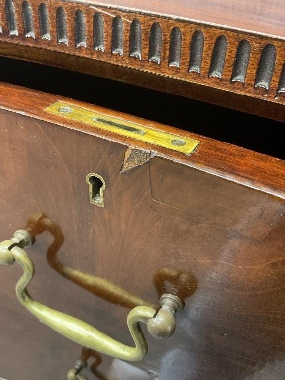 Antique Mahogany Hepplewhite Sideboard – Taper Leg Server, Gallery Back Buffet Console