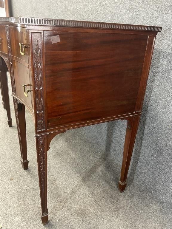 Antique Mahogany Hepplewhite Sideboard – Taper Leg Server, Gallery Back Buffet Console