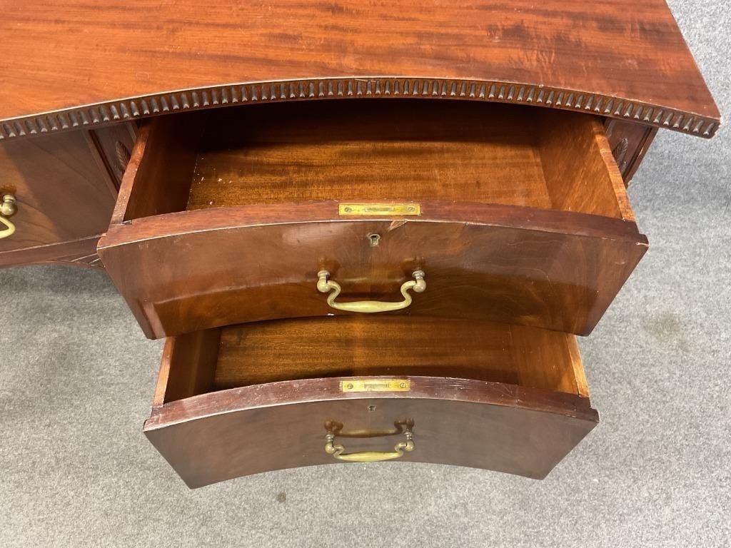 Antique Mahogany Hepplewhite Sideboard – Taper Leg Server, Gallery Back Buffet Console