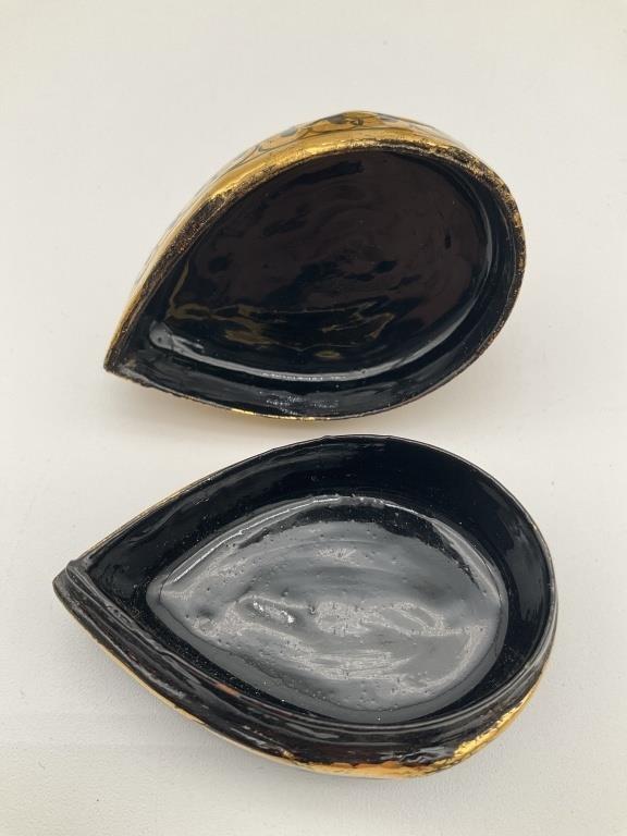 Vintage Black & Gold Duck Trinket Boxes – 1980s Vanity Decor, Set of 2