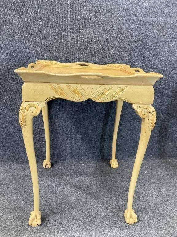 Vintage Mid-Century Italian Rococo Revival Accent Table | Carved Gilt, Claw Feet
