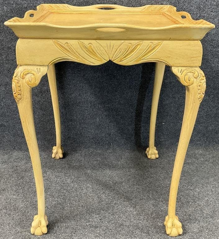 Vintage Mid-Century Italian Rococo Revival Accent Table | Carved Gilt, Claw Feet