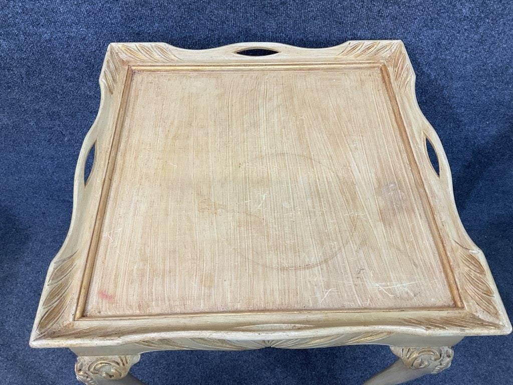 Vintage Mid-Century Italian Rococo Revival Accent Table | Carved Gilt, Claw Feet