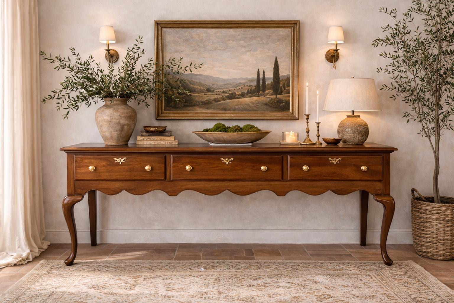 Henkel Harris Sideboard | Queen Anne Legs, Scalloped Apron Console Table