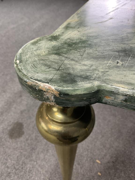 Vintage Italian Faux Marble Coffee Table | Hollywood Regency Brass Legs