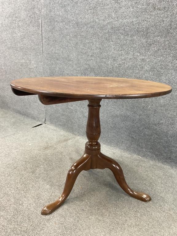 Antique Tilt-Top Pedestal Tea Table | Colonial Revival Tripod Base Accent Table
