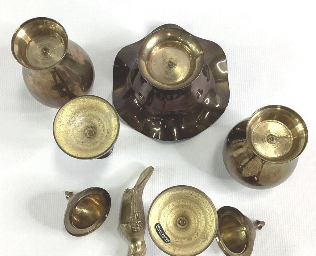 Small Vintage Brass Ginger Jar Pair – Hollywood Regency Mantel Decor