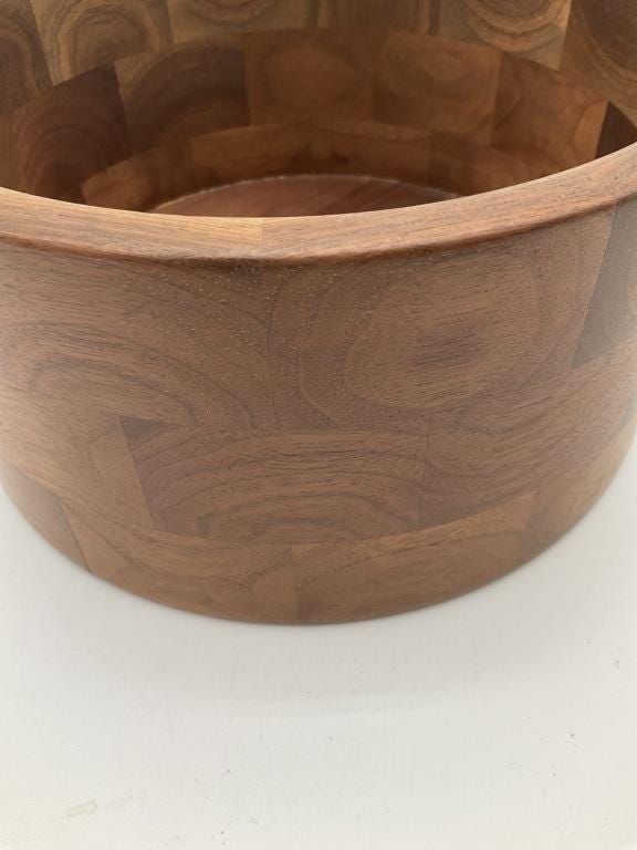 Vintage Handcrafted Walnut Wood Bowl | Mid Century Modern Decorative Centerpiece