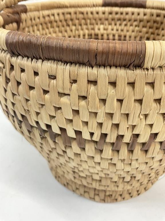 Vintage Southern Coiled Basket Bowl | Handwoven Folk Art Decor